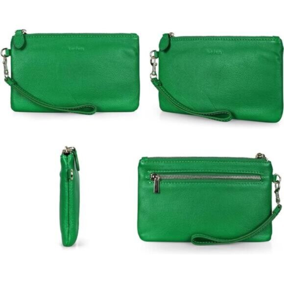 Women's Genuine Italian Leather Wristlet Kelly Green - Picture 6 of 6